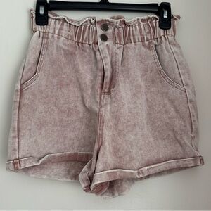She + Sky High-Waist Paperbag Shorts in Dusty Pink